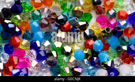 Beautiful glass beads closeup on white background Stock Photo