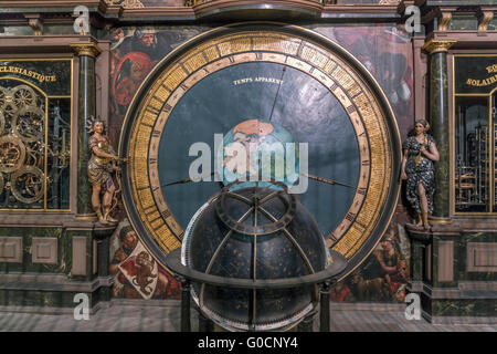 Astronomical clock of the  Strasbourg Cathedral, Strasbourg,  Alsace, France Stock Photo