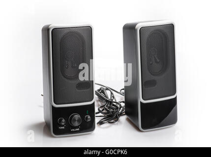 Black two speaker isolated on white background Stock Photo