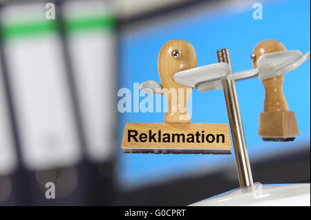 Reklamation printed on german rubber stamp Stock Photo