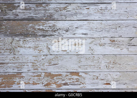White painted and weathered wooden boards Stock Photo