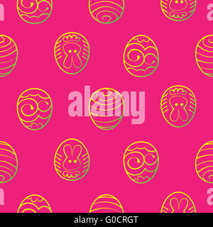 Easter seamless background. Decorated eggs on a red background Stock Photo