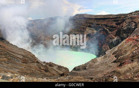 Volcanic crater at Mount Aso, Japan Stock Photo