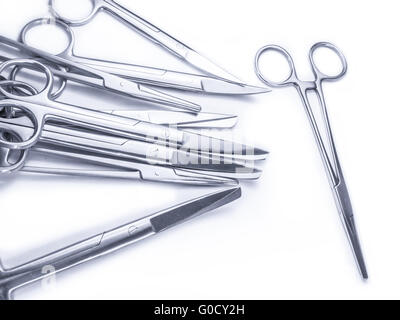 surgical instruments not arranged in a pattern iso Stock Photo