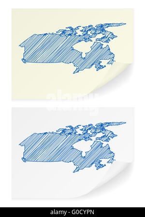 Canada sketch scribble map drawn on checkered school notebook paper ...