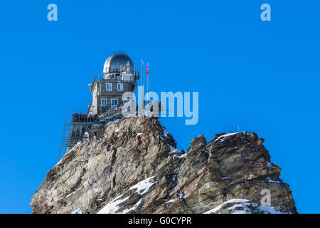 View of the Sphinx Observatory on Jungfraujoch,  one of the highest observatories in the world located at the Jungfrau railway s Stock Photo