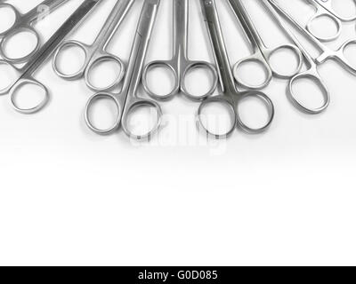 surgical Scissors arranged in a pattern 3 Stock Photo