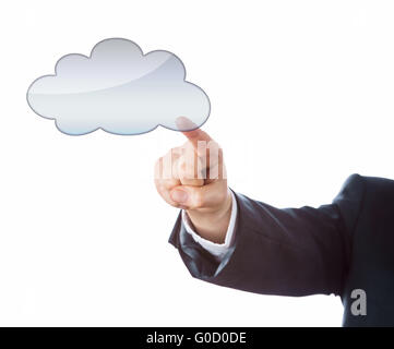 Arm In Suit Pointing At Cloud Computing Icon Stock Photo