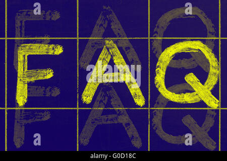 abbreviation FAQ handwritten on black chalkboard Stock Photo