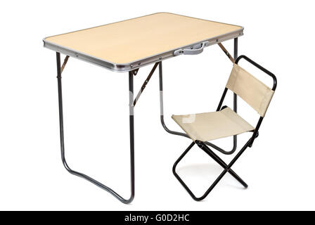 Folding table and chair Stock Photo