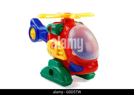 child's plastic helicopter on a white background Stock Photo