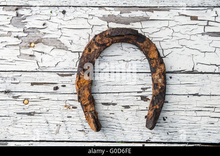 Old rusty horseshoe Stock Photo