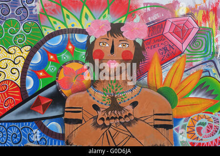 Street art seen at the Casco Antiguo of Panama City, Pamama. Stock Photo