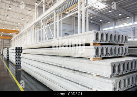Stack of reinforced concrete slabs in a factory Stock Photo