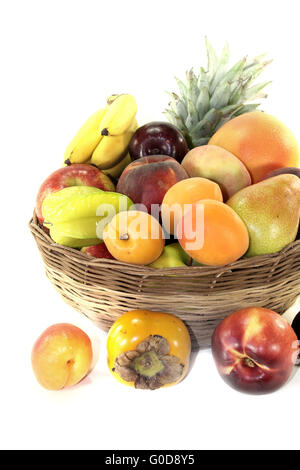 Fruit basket with various fruits Stock Photo