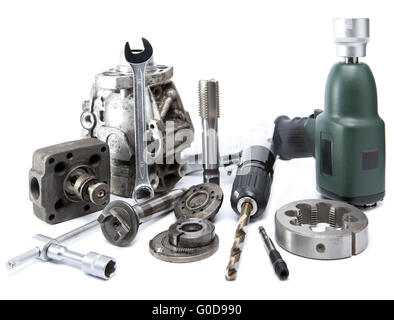 details of the pump of high pressure and air impac Stock Photo