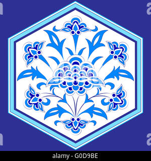 designed with shades of blue ottoman pattern series twelve Stock Photo