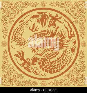 Yellow Chinese Dragon Pattern Stock Vector