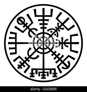 Vegvisir. The Magic Compass of Vikings. Runic Talisman (In The Ring). Stock Photo