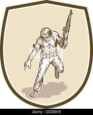 American Soldier Serviceman Armalite Rifle Cartoon Stock Photo