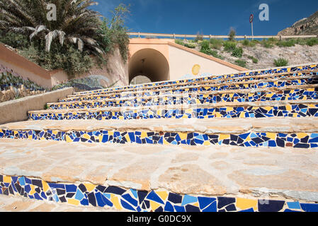 stairs with mosaic decoration Stock Photo