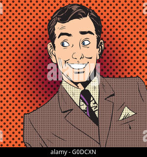 happy man smiling businessman entertainer artist pop art comics Stock Photo