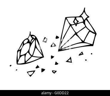 Vector. Sketch. Brilliant Gems on a white background Stock Photo