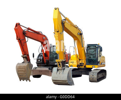 modern excavator isolated on the white background Stock Photo