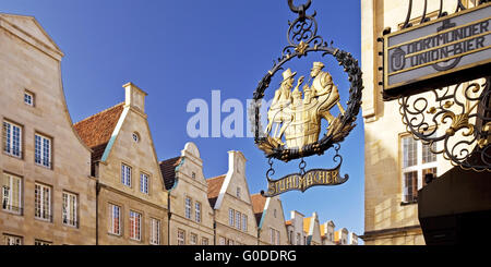 sign Stuhlmacher on front of the sandstone facades Stock Photo