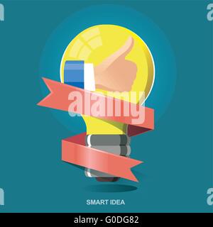 Vector illustration concept icon for thumb up, Good idea. Smart thinking. Good job. Smart Choice Stock Vector