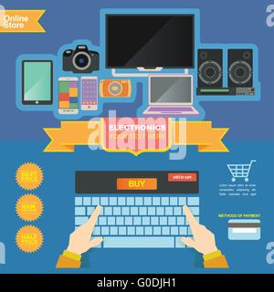 concept illustration banner template for electronics store and on line shop Stock Vector
