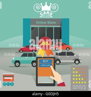 concept illustration banner template for cars showroom and on line shop Stock Vector