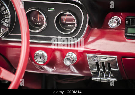 Dashboard of classic sport vintage car closeup Stock Photo