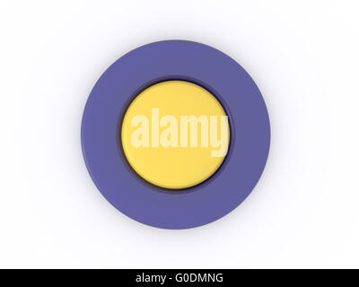 round blue yellow button isolated on white background. 3D icon Stock Photo