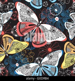 Graphic pattern fancy butterflies Stock Vector