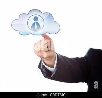 Finger Touching Office Worker Icon In The Cloud Stock Photo