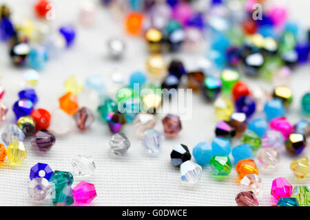 Beautiful glass beads closeup on white background Stock Photo