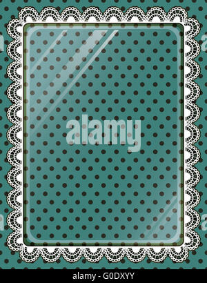 Lace frame with glass on the background polka dots Stock Photo