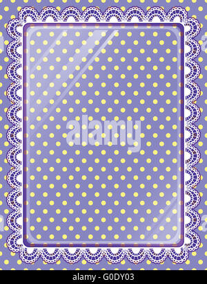 Lace frame with glass on the background polka dots Stock Photo