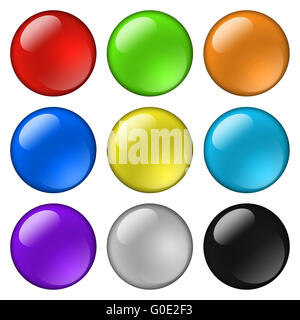 Glossy round buttons for icons Stock Photo