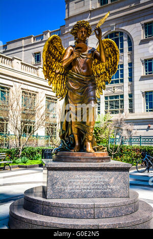 The Recording Angel Statute in beautiful polished bronze at entrance to the Schermerhorn Symphony Center in Nashville, TN, USA Stock Photo