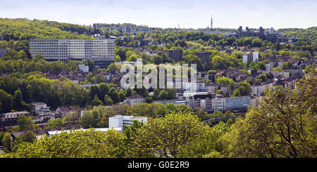 view from the Elisen Tower onto Wuppertal Stock Photo