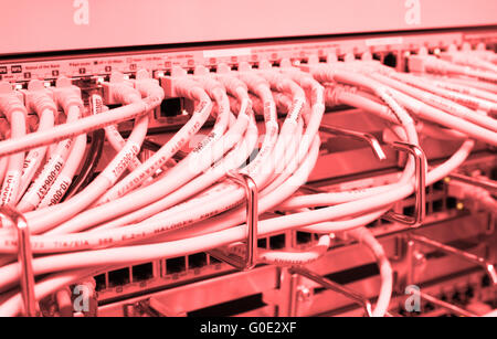 Network LAN patch panel Stock Photo