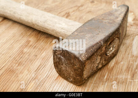 Old weathered grunge hammer head closeup Stock Photo