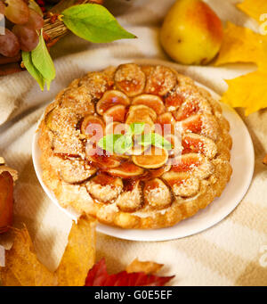 Homemade fig pie with nuts and honey Stock Photo