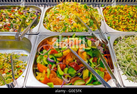 Colorful salads at a buffet in a restaurant Stock Photo