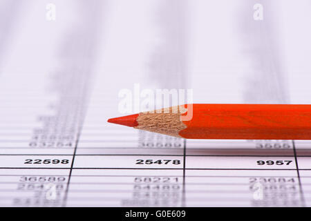 red pencil over banking data Stock Photo