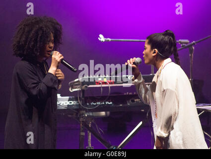 Bogota, Colombia. 29th Apr, 2016. Naomi Diaz of Ibeyi performs during ...