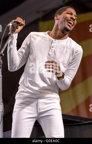 New Orleans, Louisiana, USA. 30th Apr, 2016. Musician JON BATISTE performs live with his band Stay Human during the New Orleans Jazz & Heritage Festival at Fair Grounds Race Course in New Orleans, Louisiana © Daniel DeSlover/ZUMA Wire/Alamy Live News Stock Photo