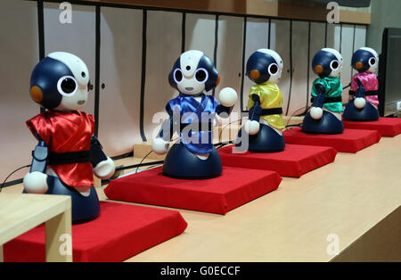 Chiba, Japan. 30th Apr, 2016. Japan's telecommunication giant NTT displays robot ogiriashow, humanoid robots Sota give unique coments to various topics during the Niconico Chokaigi in Chiba on Saturday, April 30, 2016. Some 150,000 visitors enjoyed over 100 booths including games, hobbies, sports, politics as well as Japan's sub cultures at the two-day offline meeting sponsored by Japan's video sharing website 'Niconico Douga'. © Yoshio Tsunoda/AFLO/Alamy Live News